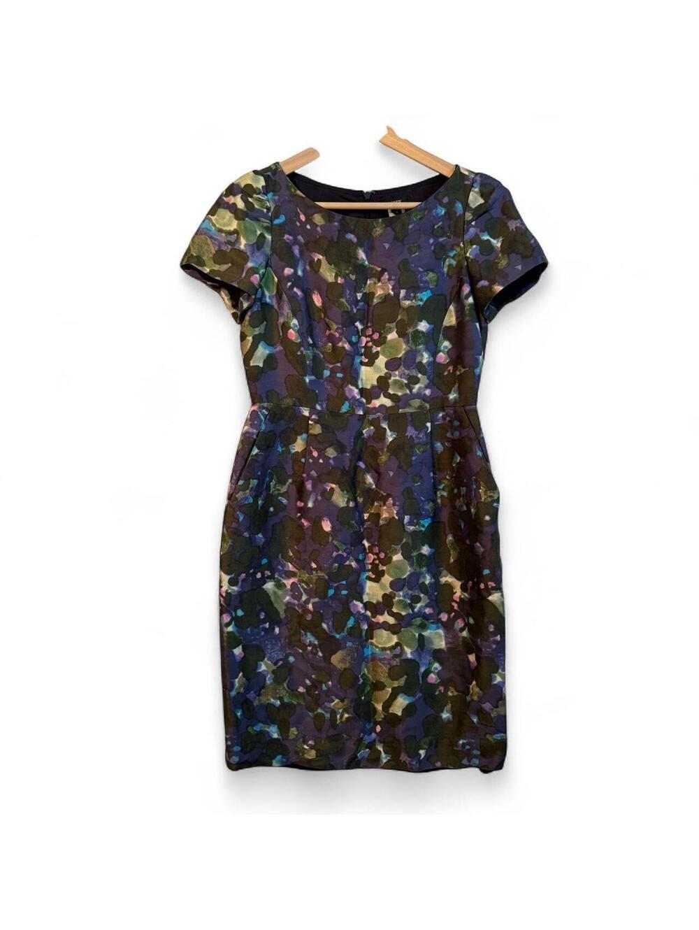 J.Crew Women's Watercolor Print Silk Sheath Dress sz 4